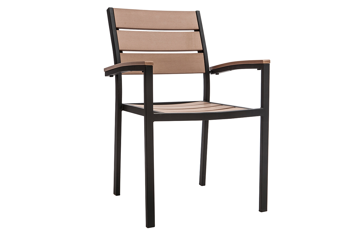 Outdoor-Esszimmer mit Tisch und 4 Sthlen Schwarz und Holz VIAGGIO