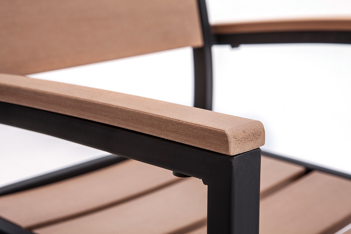Outdoor-Esszimmer mit Tisch und 4 Sthlen Schwarz und Holz VIAGGIO