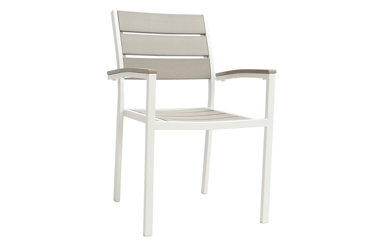 Outdoor-Esszimmer mit Tisch und 4 Sthlen Wei und Grau VIAGGIO