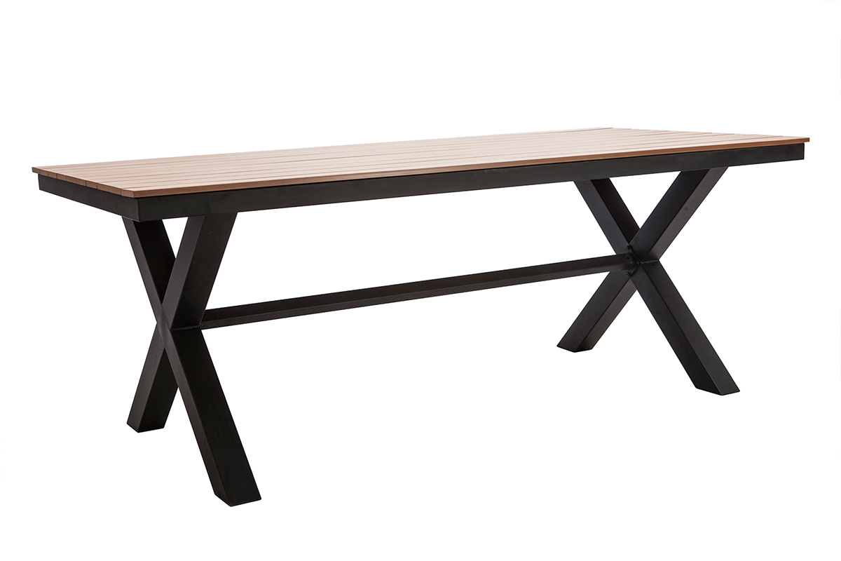 Outdoor-Esszimmer mit Tisch und 6 Sthlen Schwarz und Holz VIAGGIO
