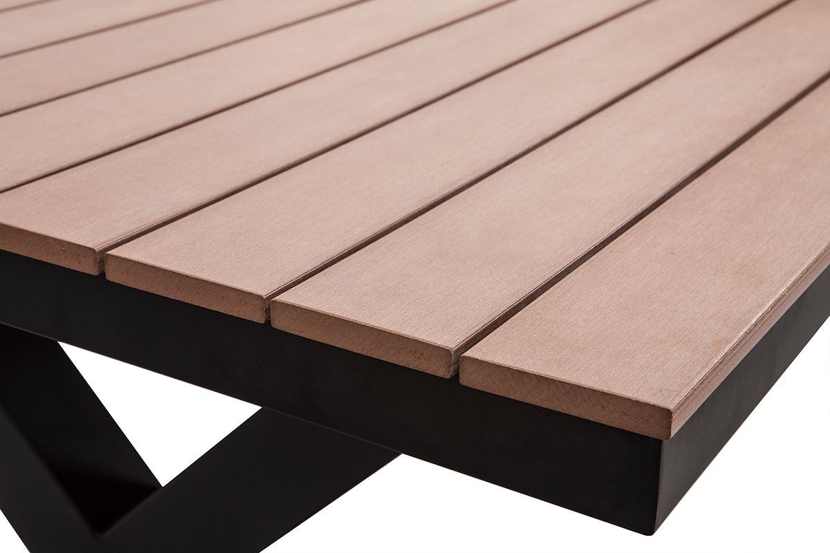 Outdoor-Esszimmer mit Tisch und 6 Sthlen Schwarz und Holz VIAGGIO