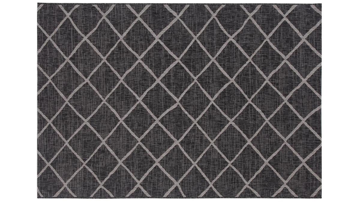 Outdoor-Teppich mit Rautenmuster schwarz und beige 160 x 230 cm HOREA