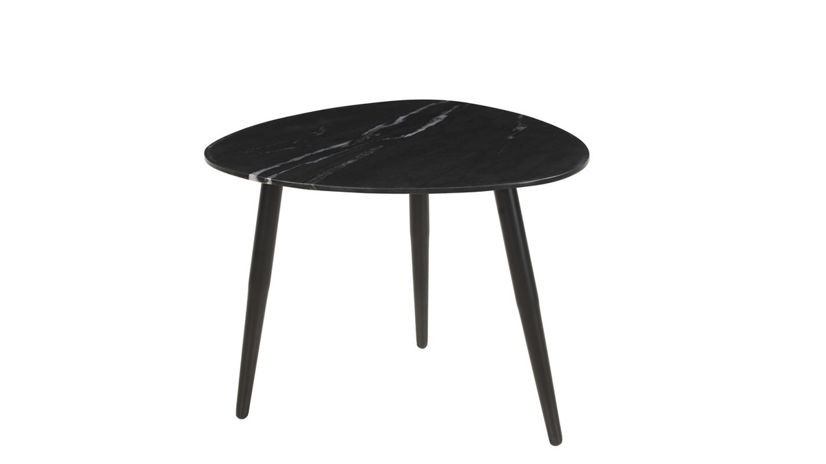 Ovale ausziehbare Couchtische aus schwarzem Marmor und Metall (2er-Set) PLATZ
