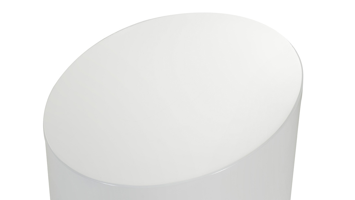 Ovale Design-Beistelltische mit weiem Glanzeffekt (2er-Set) FAMOSA
