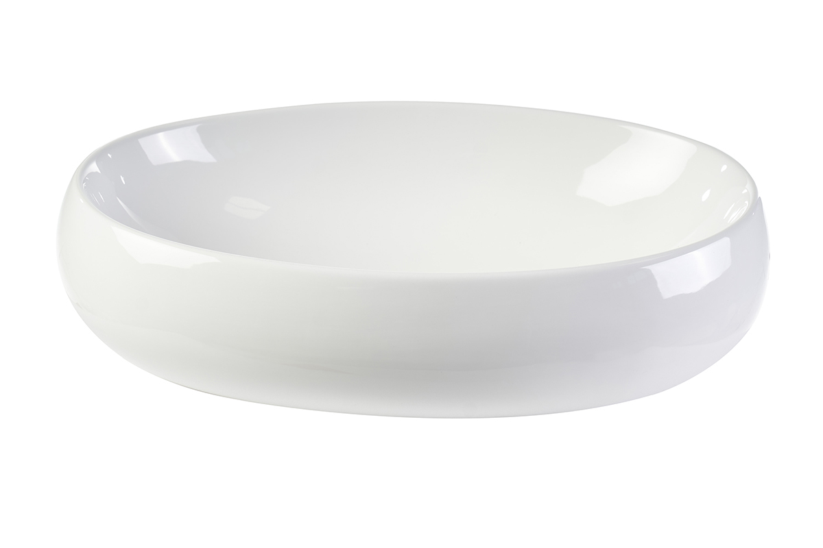 Ovale Waschbecken aus wei�er Keramik, Vorderansicht, Ma�e L60,5 cm.