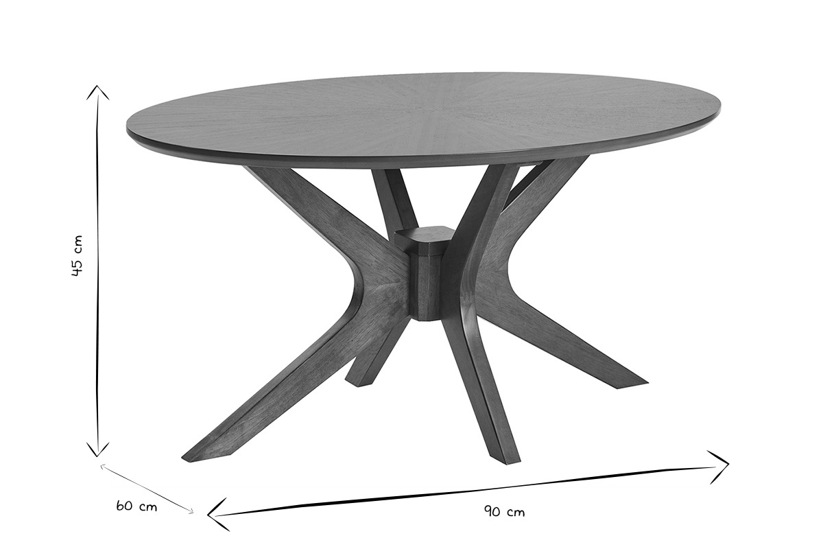 Ovaler Couchtisch aus dunklem Walnussholz L90 cm DIELLI