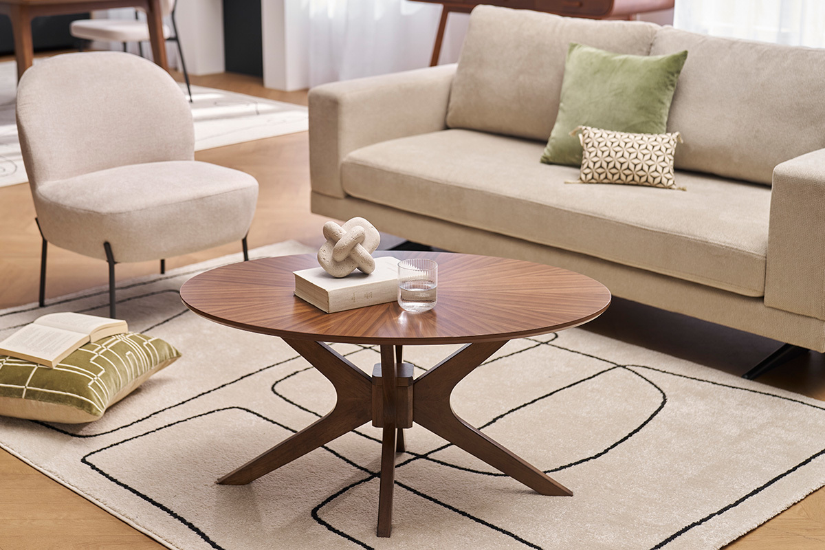 Ovaler Couchtisch aus dunklem Walnussholz L90 cm DIELLI