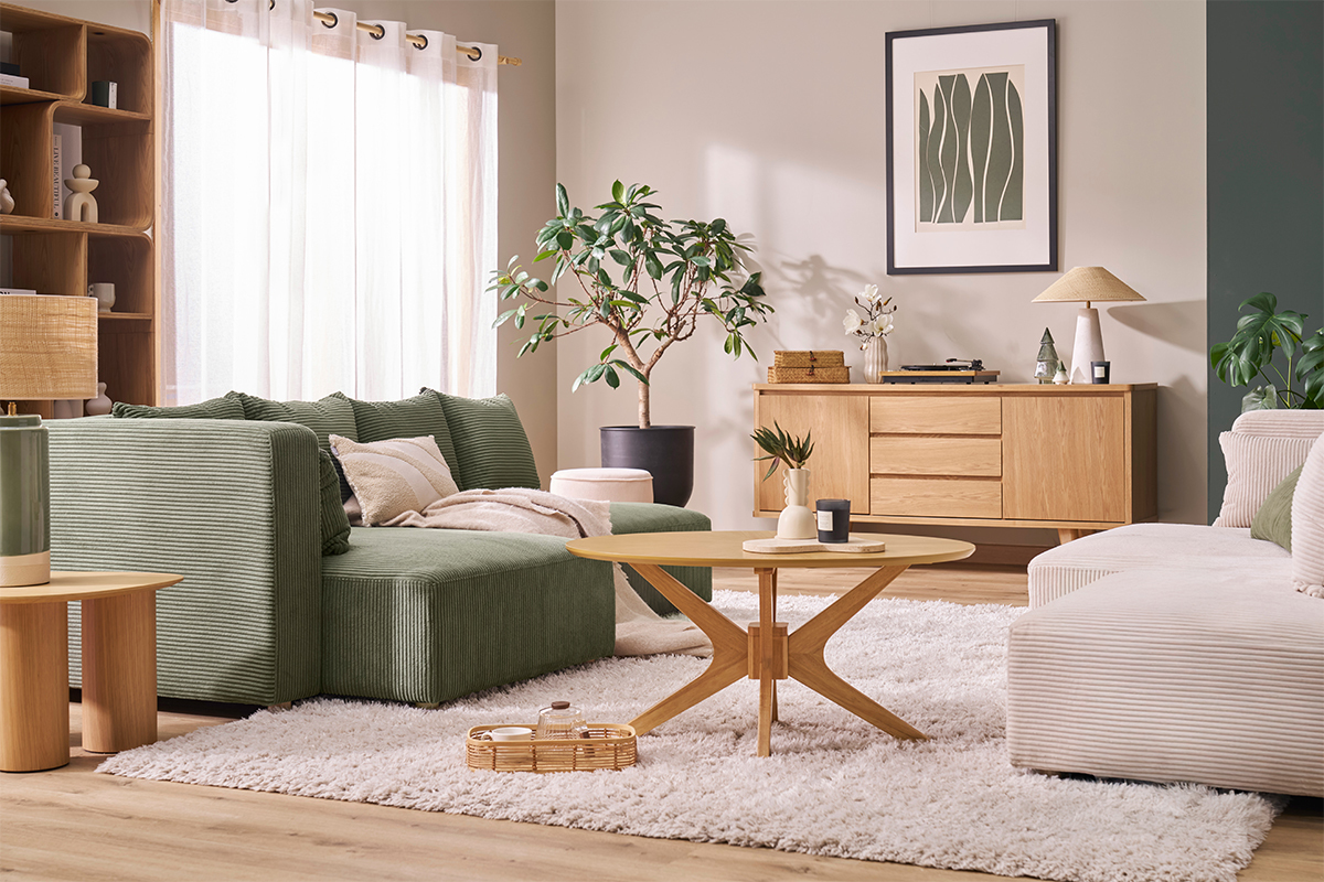 Ovaler Couchtisch aus hellem Eichenholz L90 cm DIELLI