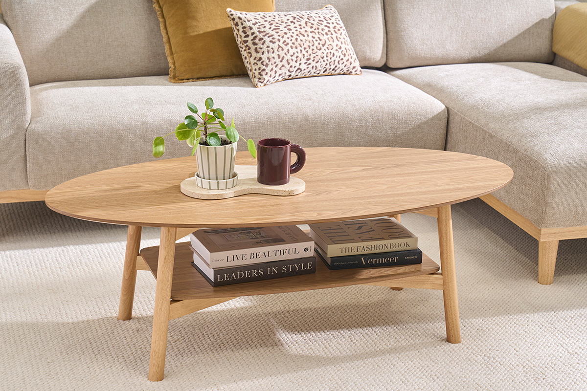 Ovaler Couchtisch aus hellem Holz L120 cm HANAE