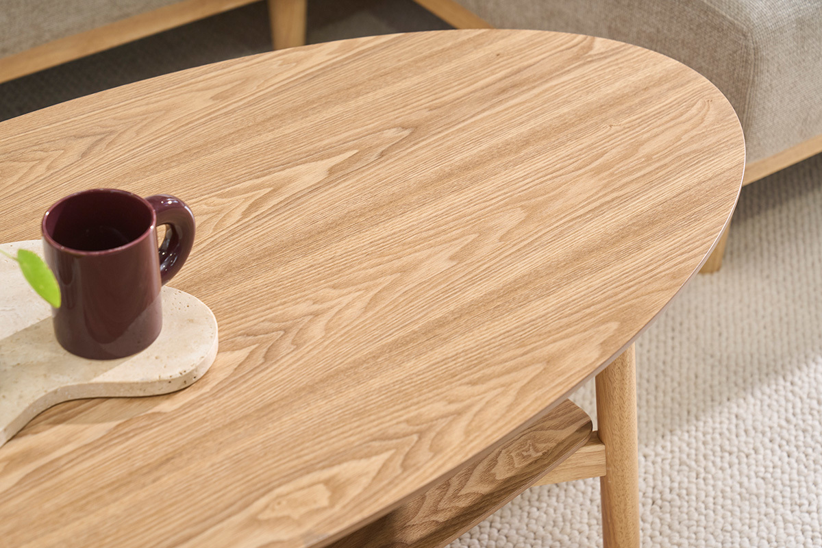 Ovaler Couchtisch aus hellem Holz L120 cm HANAE