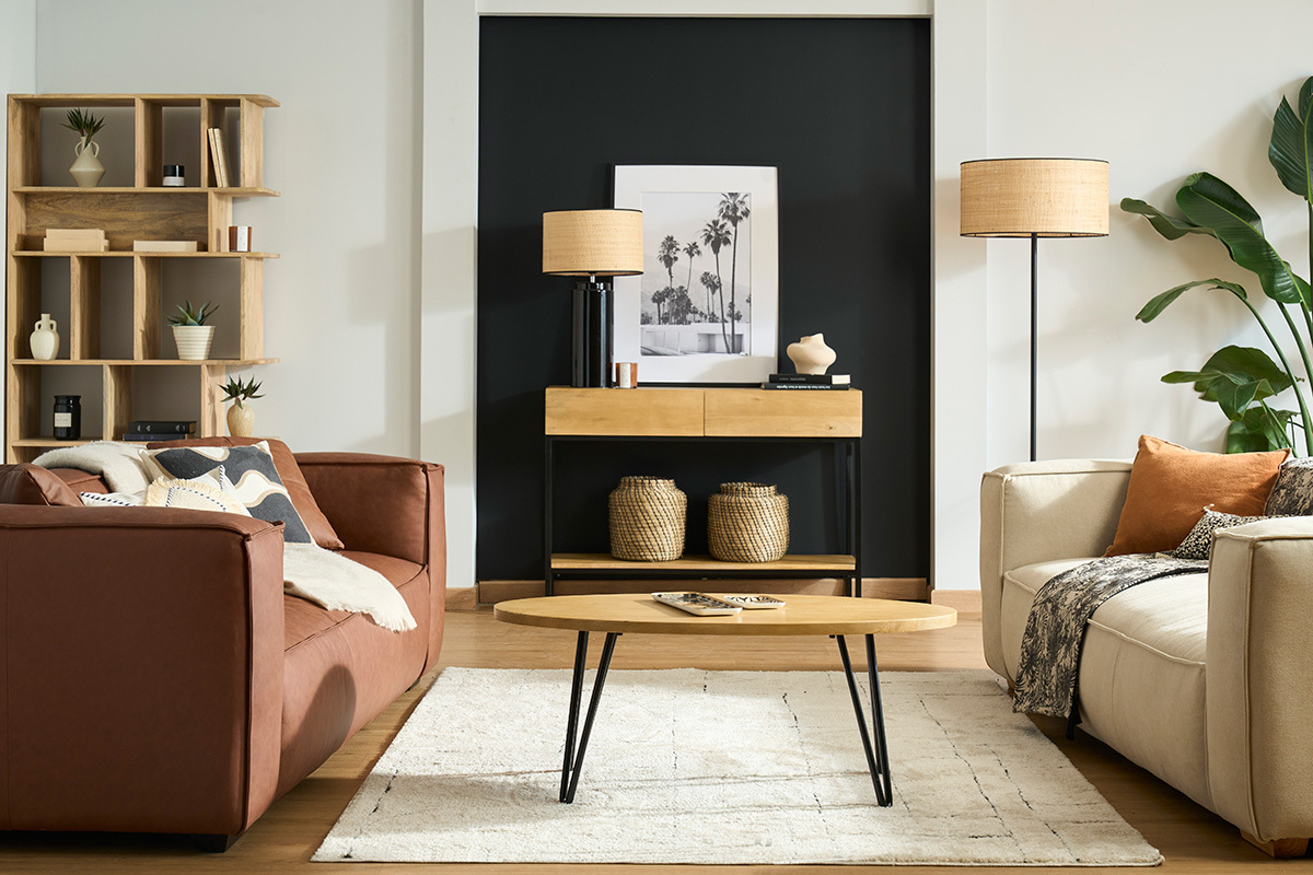 Ovaler Couchtisch aus massivem Mangobaum L100 cm VIBES