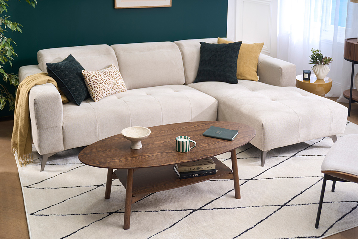 Ovaler Couchtisch in dunklem Holz L120 cm HANAE