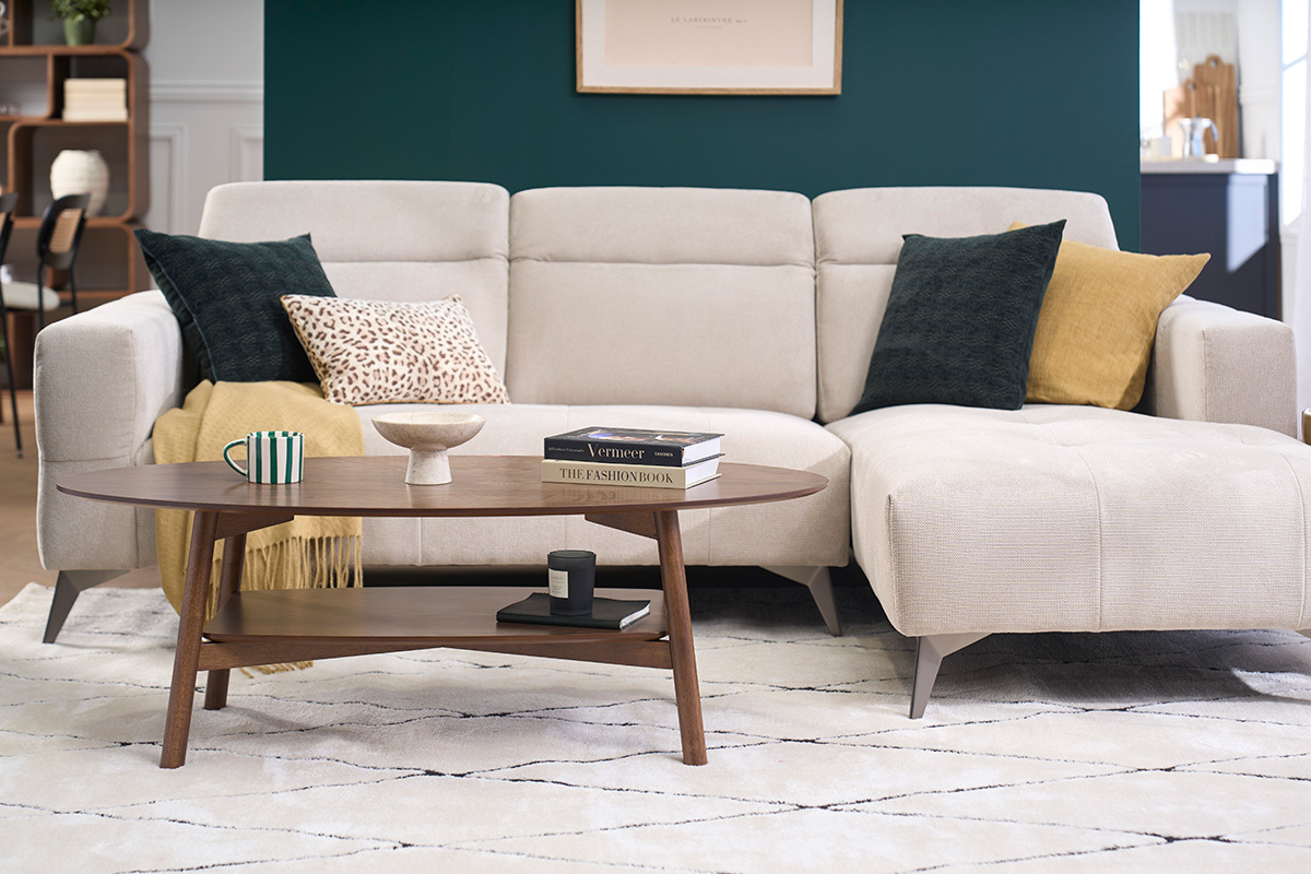 Ovaler Couchtisch in dunklem Holz L120 cm HANAE