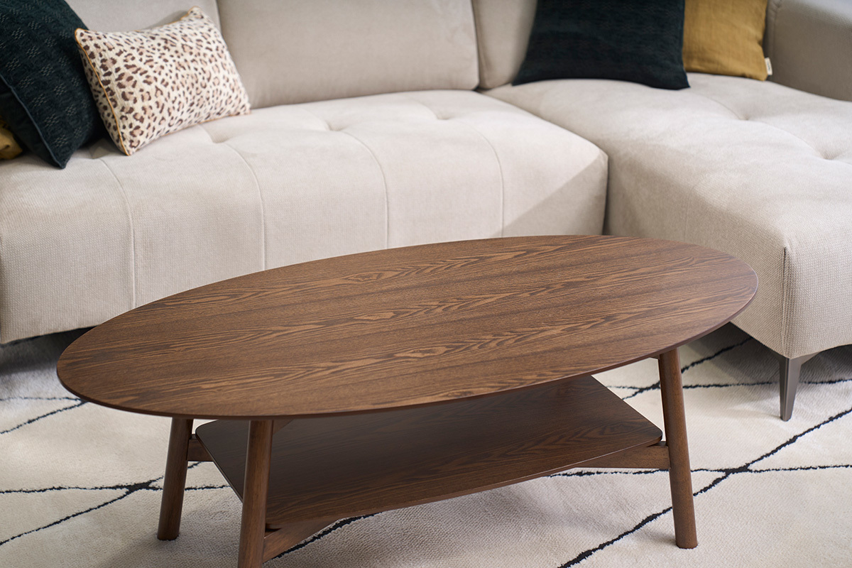 Ovaler Couchtisch in dunklem Holz L120 cm HANAE