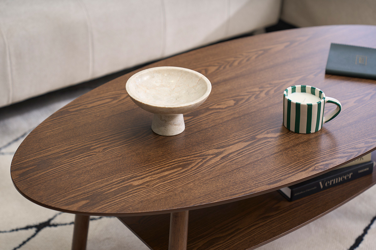 Ovaler Couchtisch in dunklem Holz L120 cm HANAE