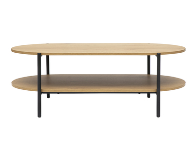 Ovaler Couchtisch in heller Eichenholz-Finish und Metall L115 cm BRUNA