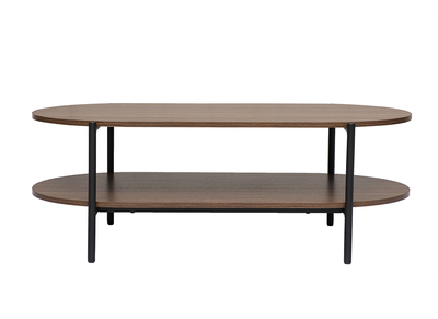 Ovaler Couchtisch mit dunkler Nussbaumholz-Finish und Metall L115 cm BRUNA