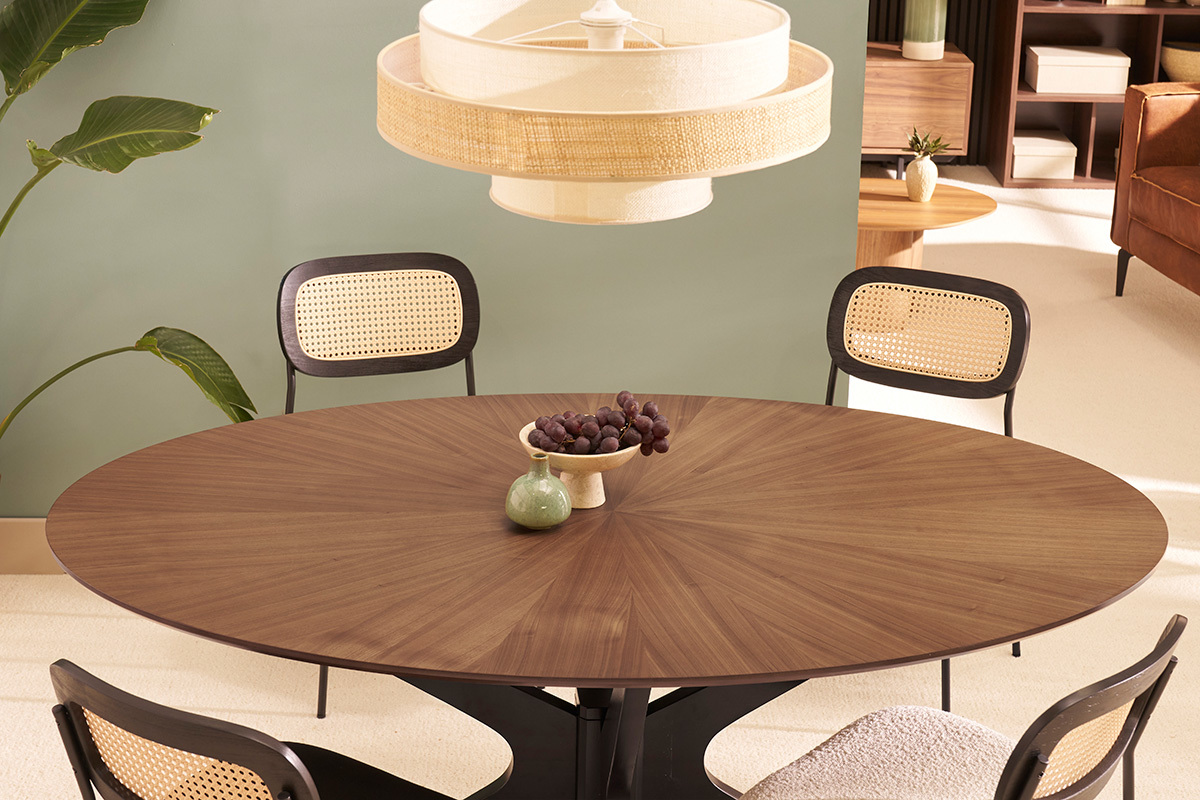 Ovaler Design-Esstisch mit Walnussfurnier L160 cm DIELLI