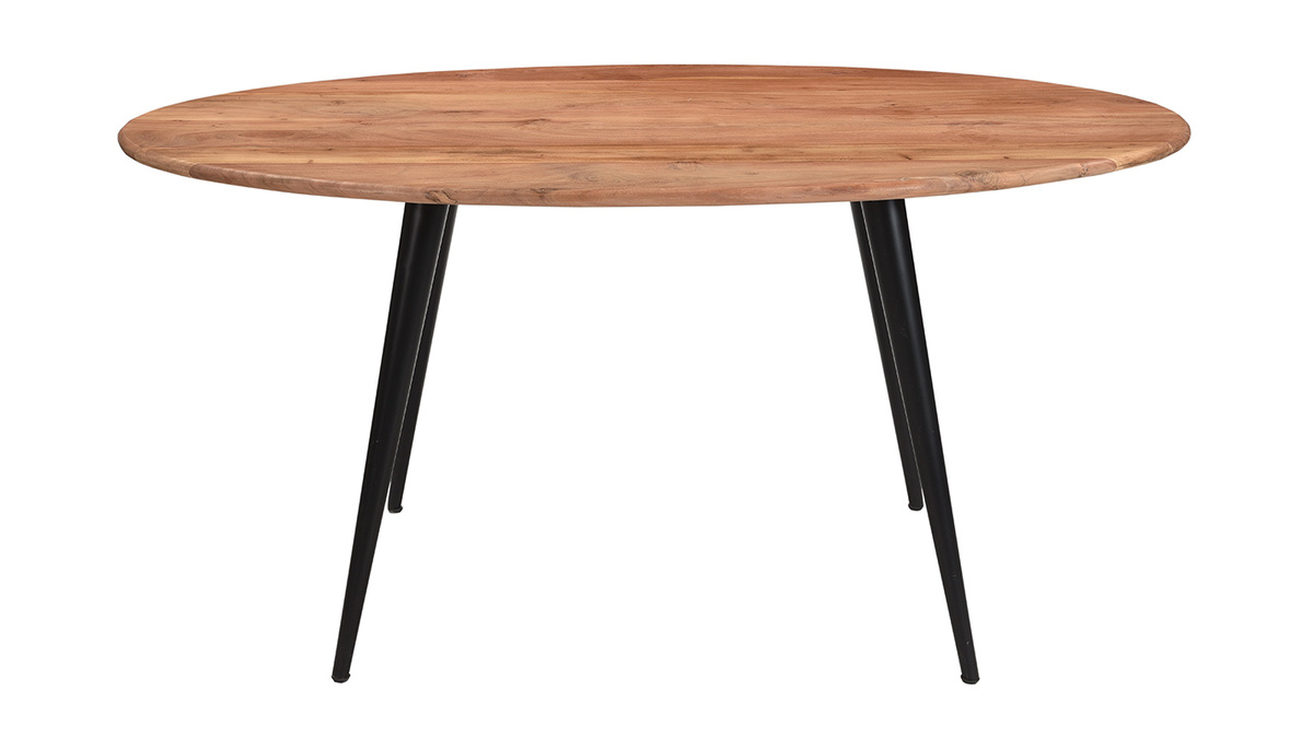 Ovaler Esstisch aus massivem Akazienholz und Metall B160 cm OBALI