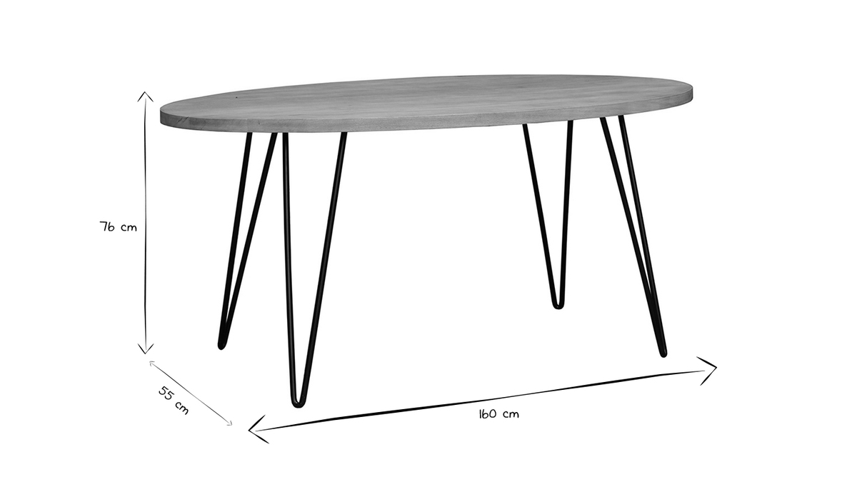 Ovaler Esstisch aus massivem Mangoholz L160 cm VIBES