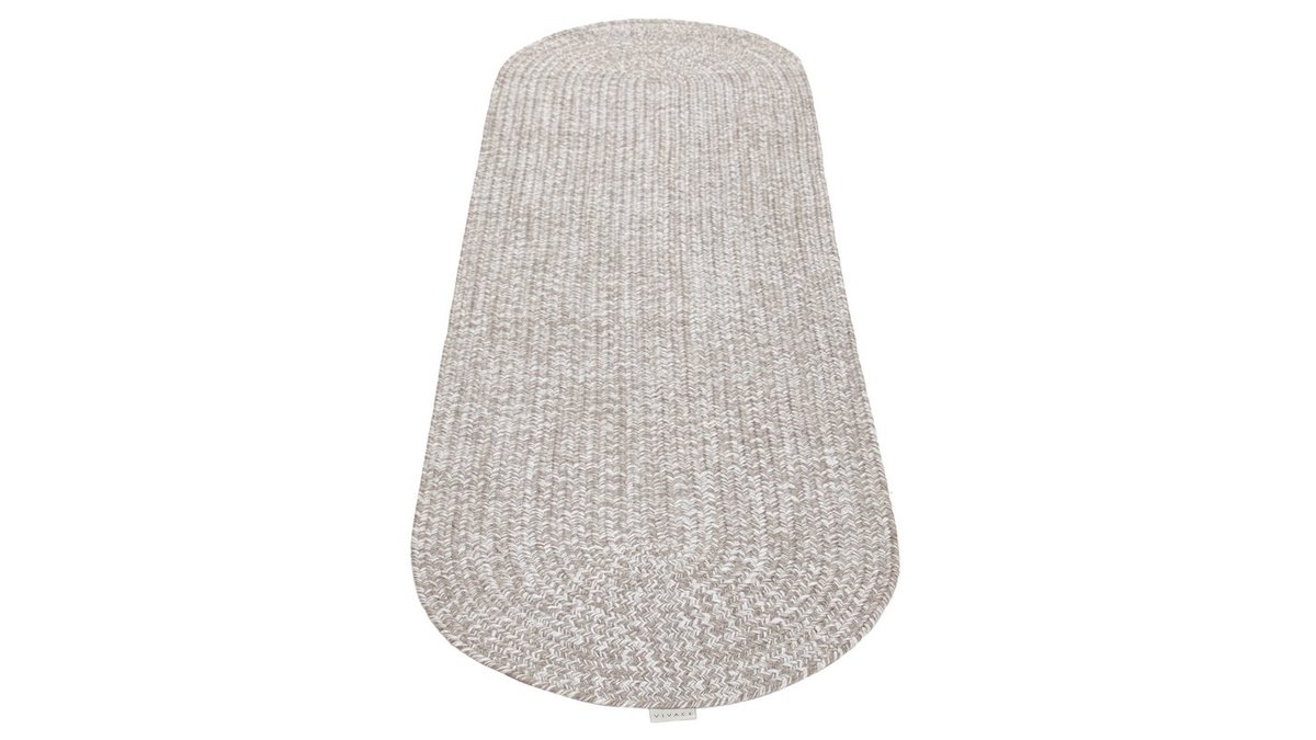 Ovaler Teppich Beige und Ecru meliert 120 x 60 cm HEATHER