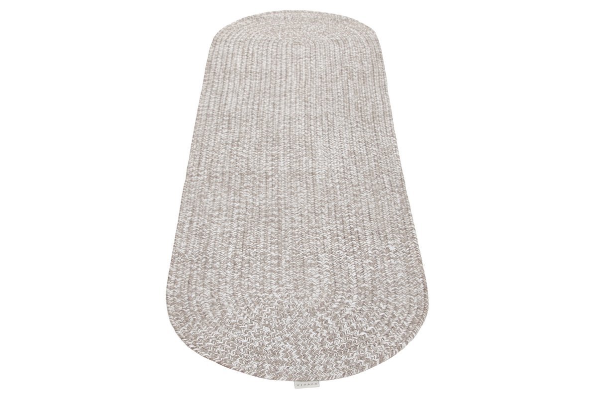 Ovaler Teppich Beige und Ecru meliert 120 x 60 cm HEATHER