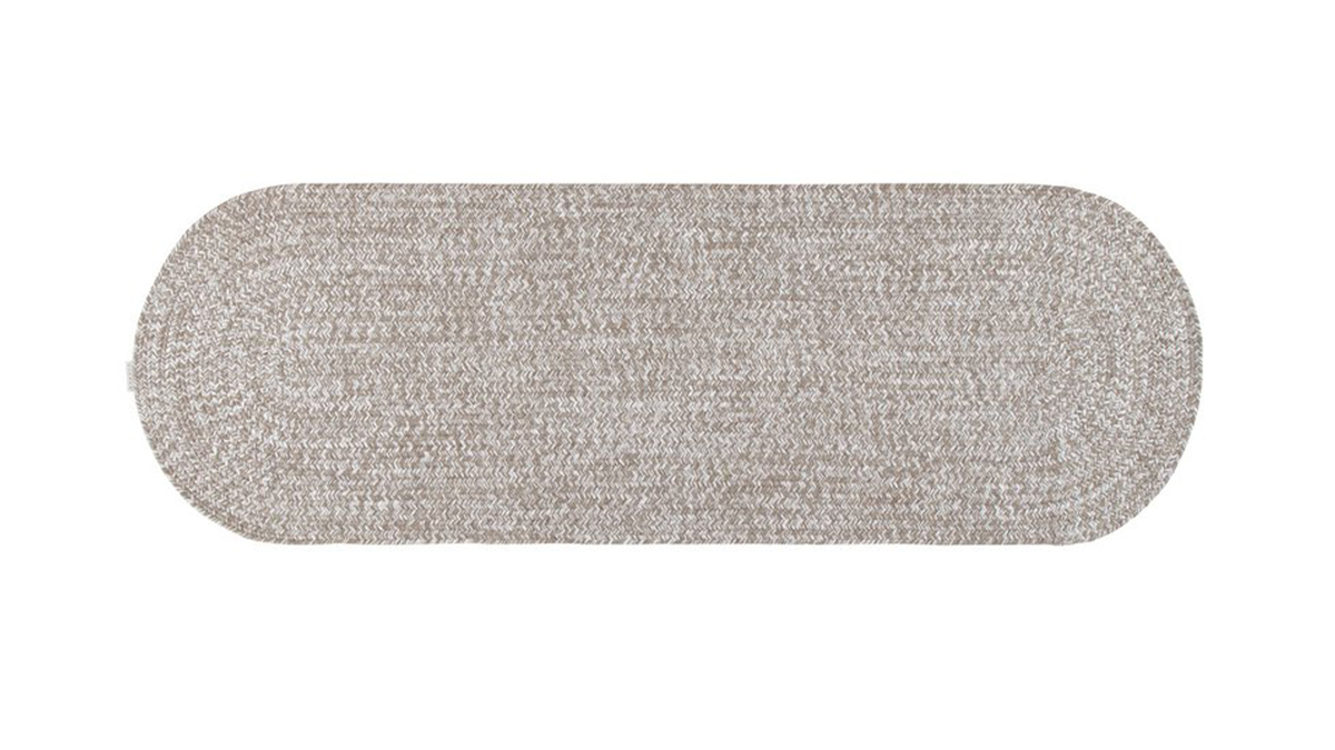 Ovaler Teppich Beige und Ecru meliert 120 x 60 cm HEATHER