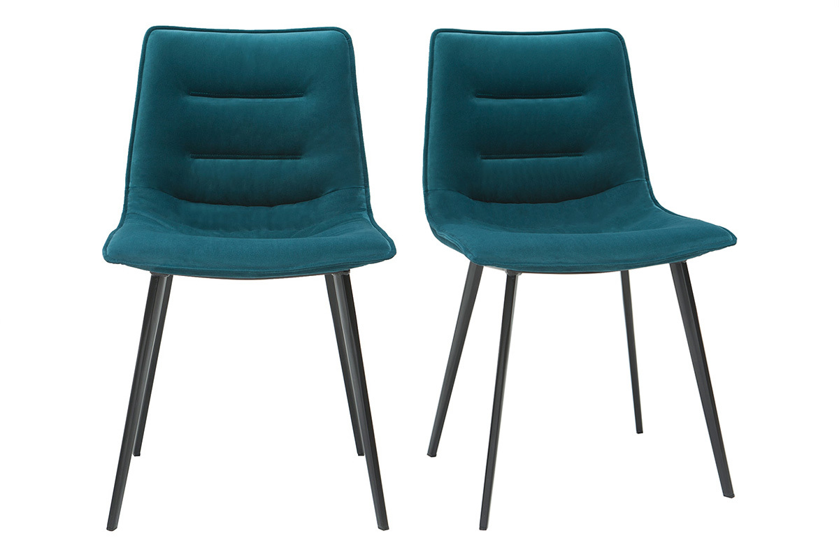 Petrolblaue Designersthle aus Samt (2er-Satz) PARKER