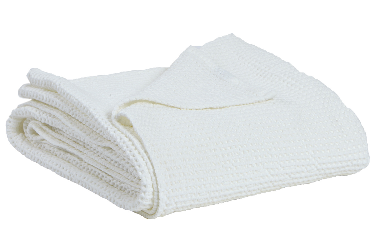 Plaid aus vorgewaschene Baumwolle Altwei� 140 x 200 cm YAM