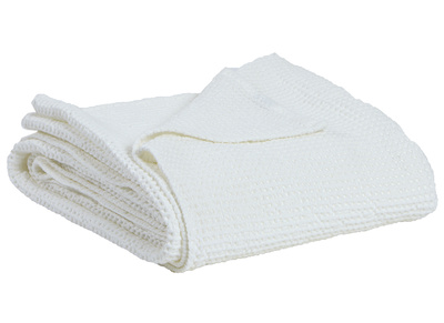 Plaid aus vorgewaschene Baumwolle Altwei&szlig; 140 x 200 cm YAM