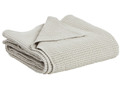 Plaid aus vorgewaschener Baumwolle leinenfarben 140 x 200 cm YAM