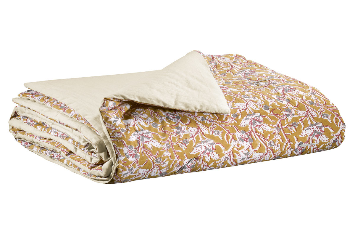 Plaid Blumenmotiv Gelb 100 x 180 cm AQUARELLE