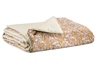 Plaid Blumenmotiv Gelb 100 x 180 cm AQUARELLE