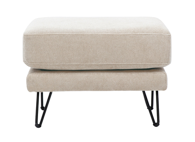 Pouf Fu&szlig;hocker aus beigem Chenillegewebe und Metall OSLO