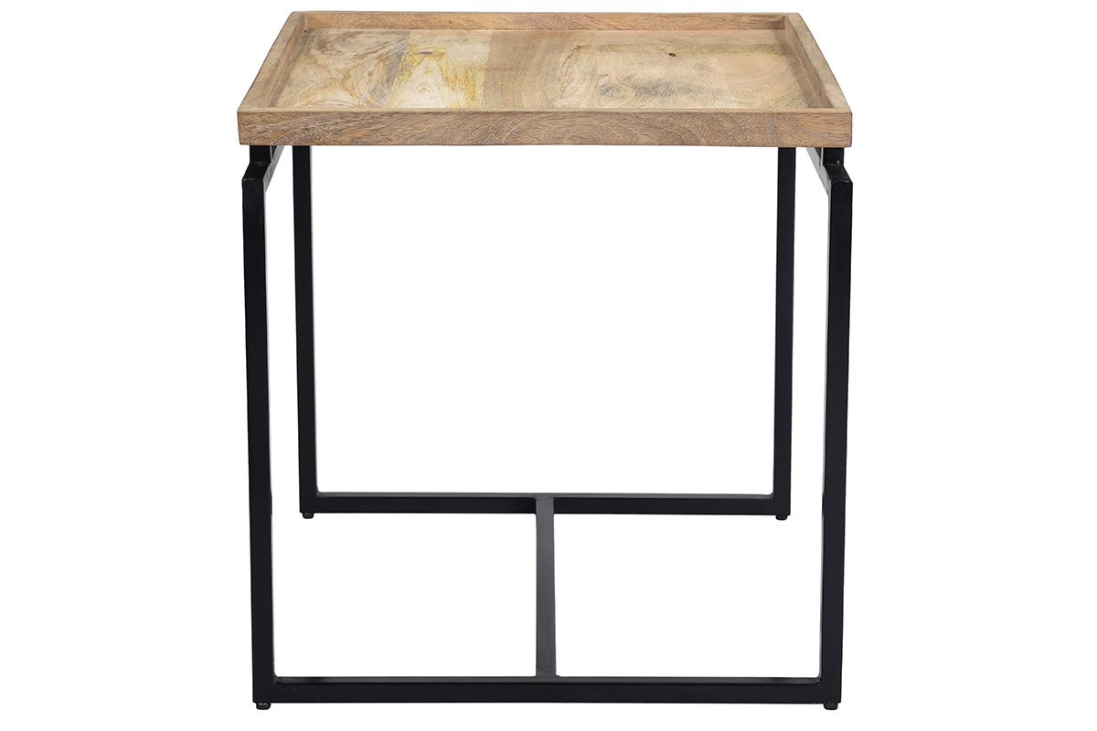 Quadratischer Couchtisch aus Mangoholz und Metall Schwarz L55 cm FRAME