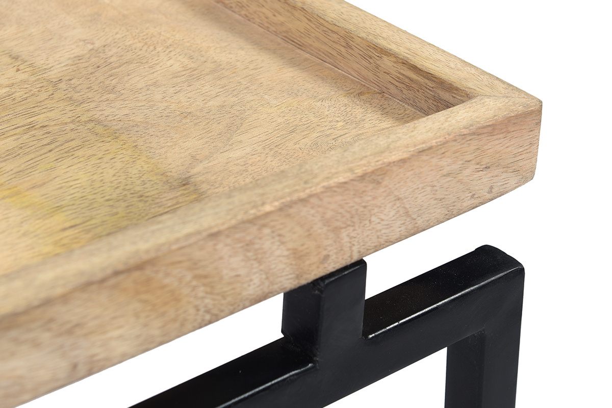 Quadratischer Couchtisch aus Mangoholz und Metall Schwarz L55 cm FRAME