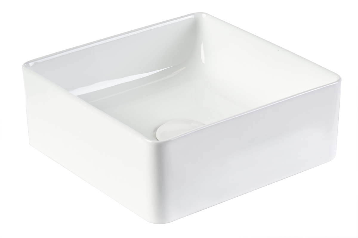 Quadratisches Waschbecken aus wei�er Keramik L30.5 cm CLEMI