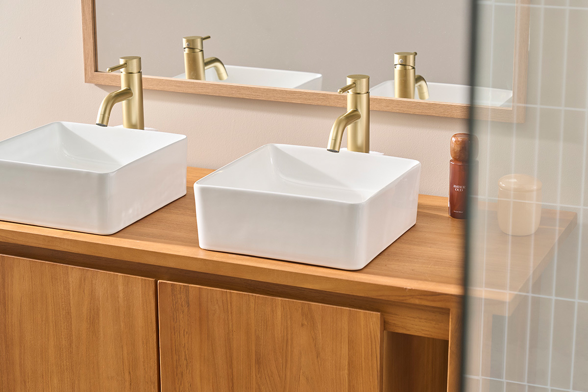 Quadratisches Waschbecken aus wei�er Keramik L30.5 cm CLEMI