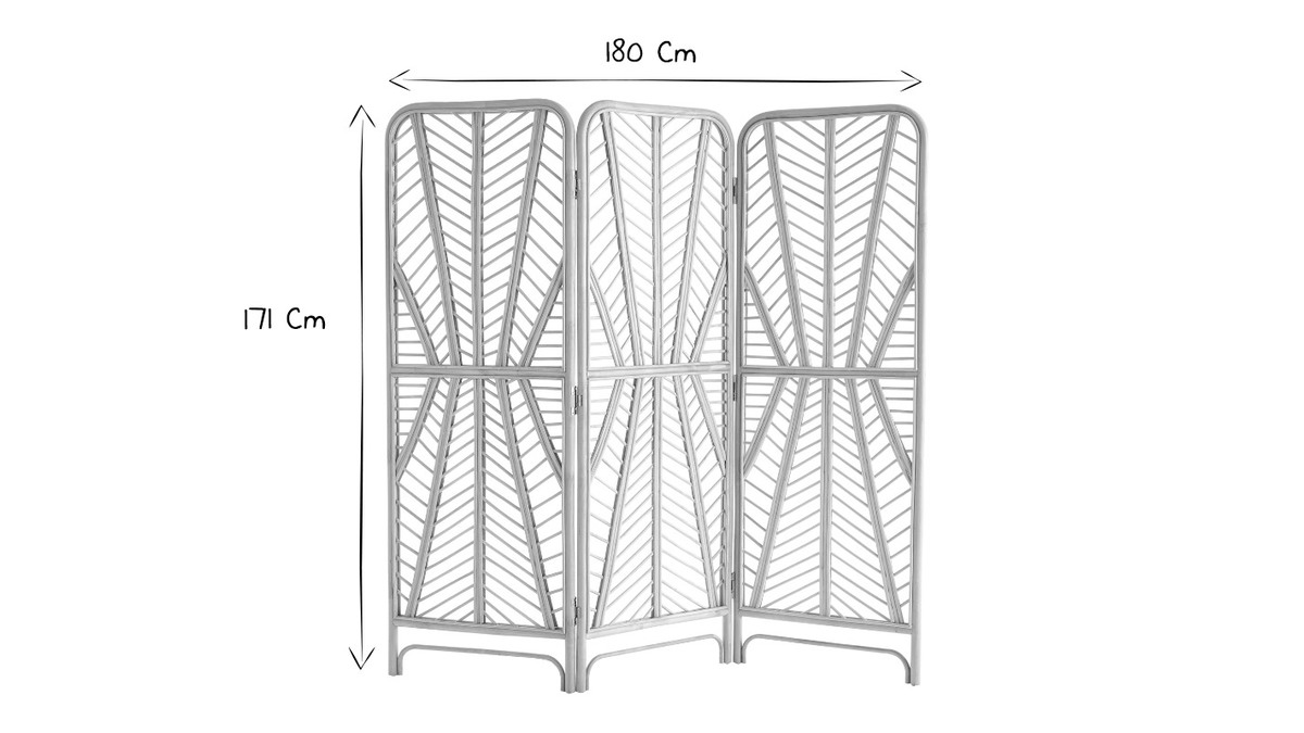 Rattan-3-Flgel-Raumteiler GALON