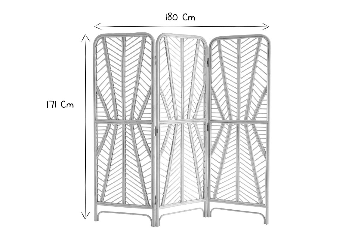Rattan-3-Flgel-Raumteiler GALON