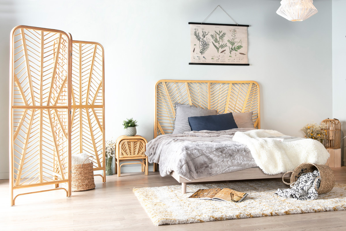 Rattan-3-Flgel-Raumteiler GALON