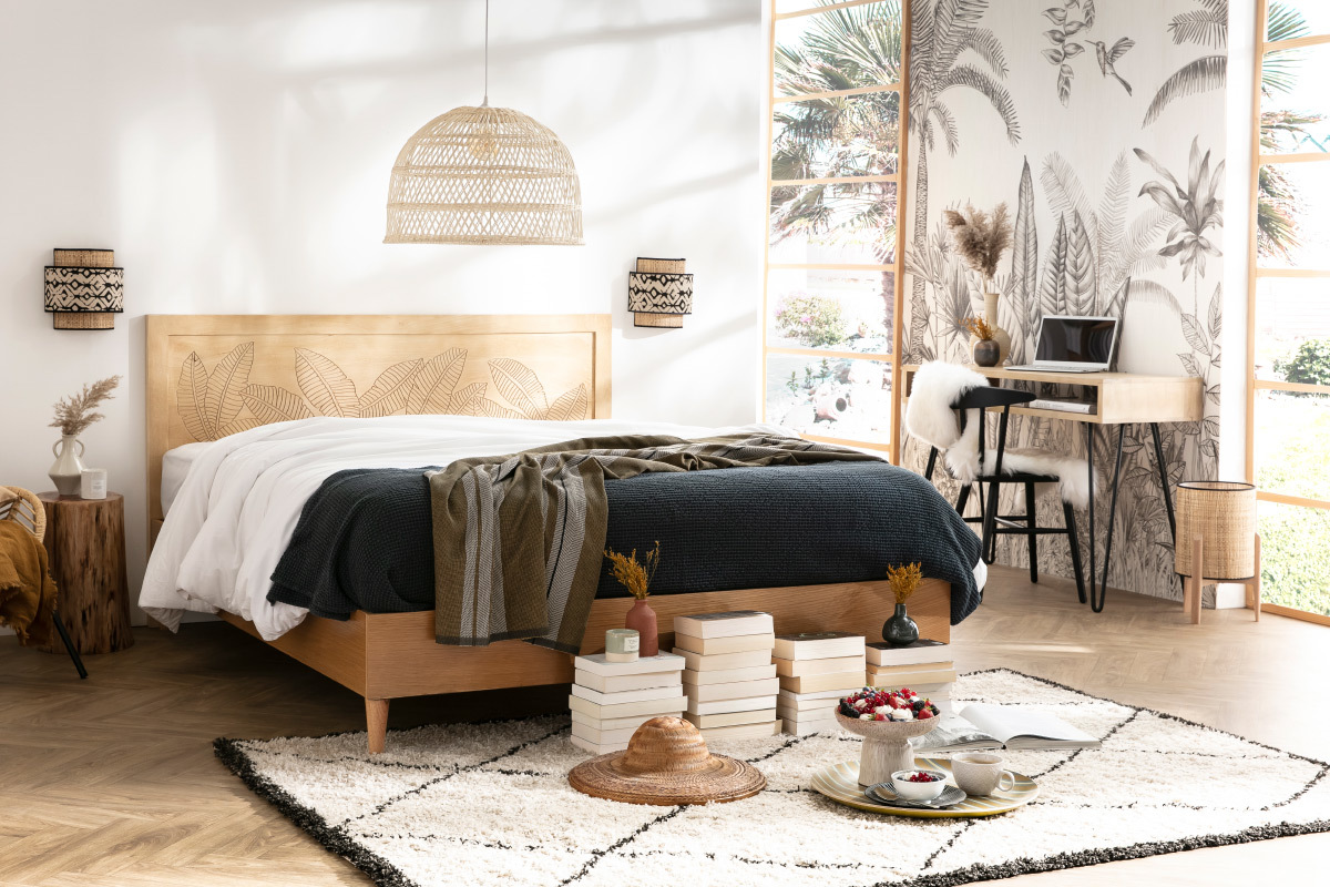 Rattan Hngeleuchte Geflochten Durchmesser 60cm ROCALISA
