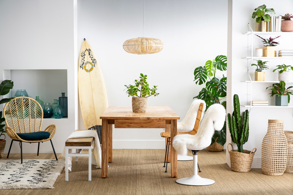 Rattan-Sessel mit petrolblauem Stoff PEACOCK