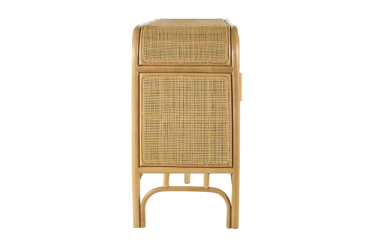 Seitenansicht des Vintage-Rattan-Buffets GALON mit zwei T�ren.
