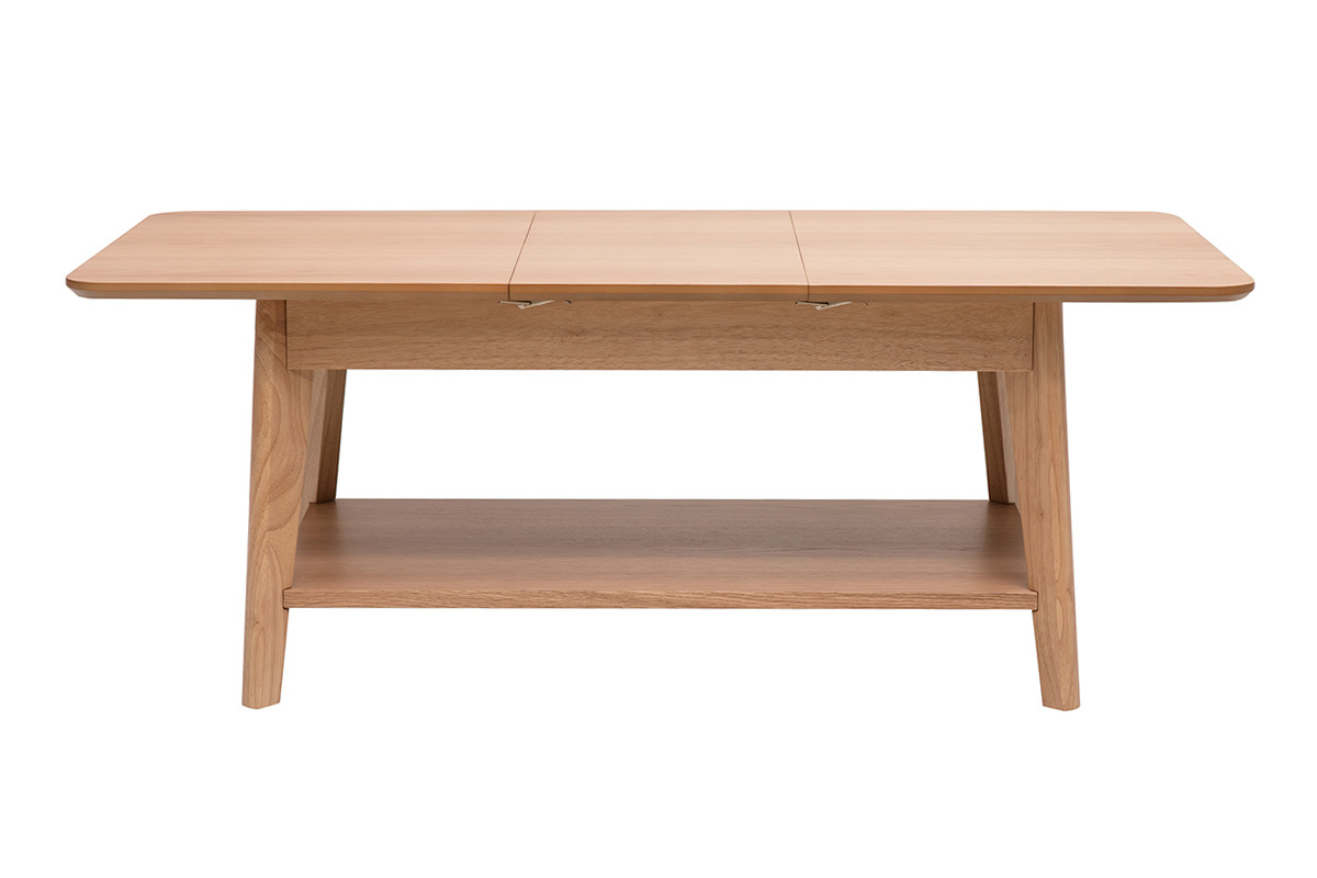 Rechteckiger ausziehbarer Couchtisch aus hellem Holz L90-120 cm VILI