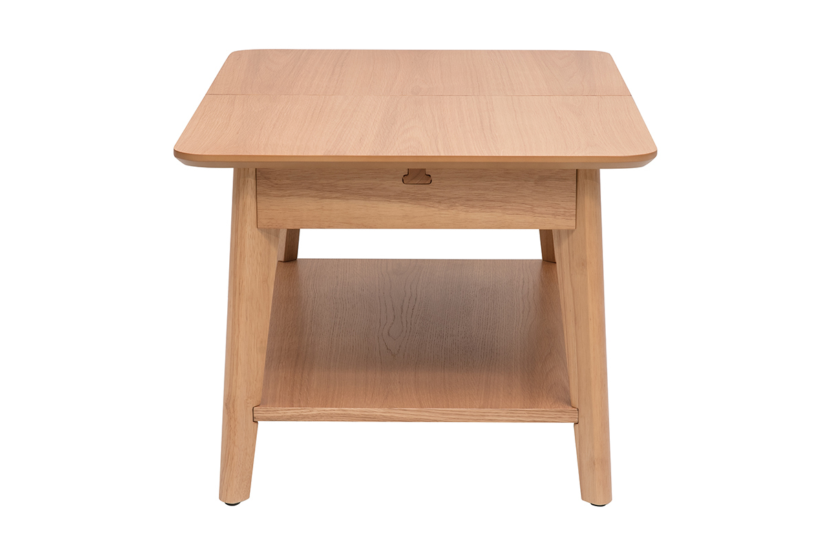 Rechteckiger ausziehbarer Couchtisch aus hellem Holz L90-120 cm VILI