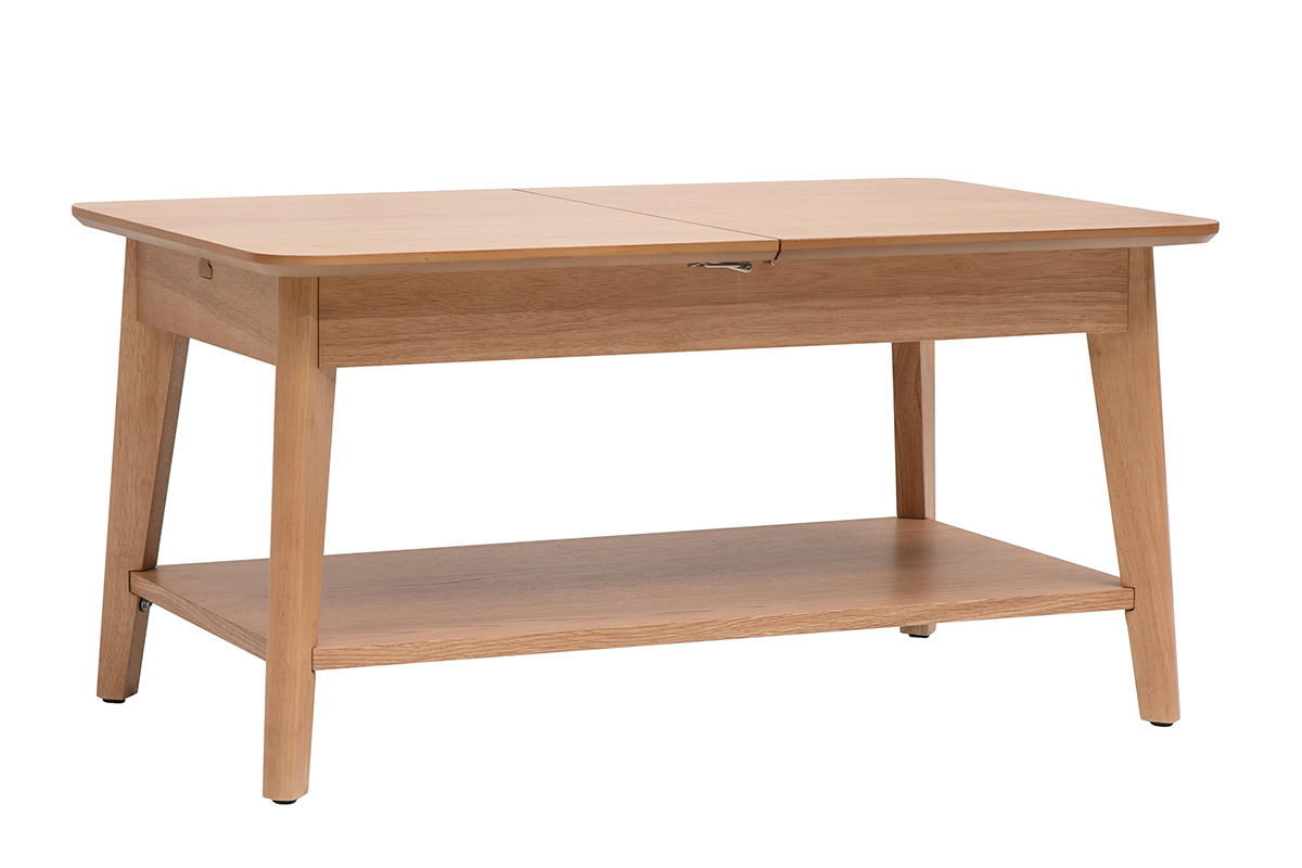Rechteckiger ausziehbarer Couchtisch aus hellem Holz L90-120 cm VILI
