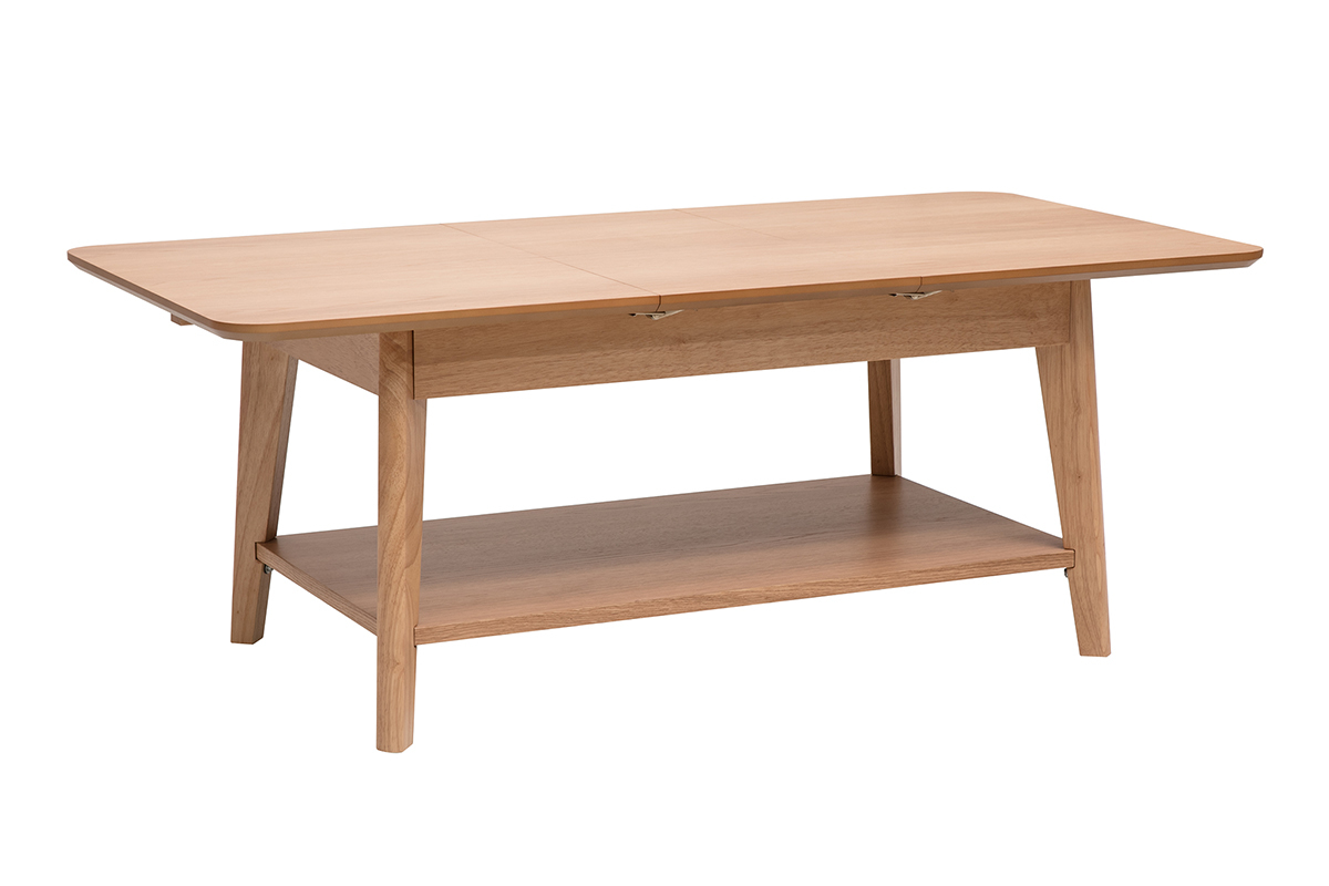 Rechteckiger ausziehbarer Couchtisch aus hellem Holz L90-120 cm VILI