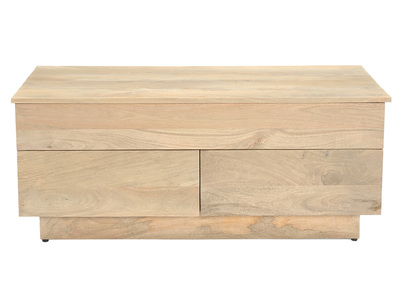 Rechteckiger ausziehbarer Couchtisch aus hellem Mangoholz Massivholz L102 cm NEXO