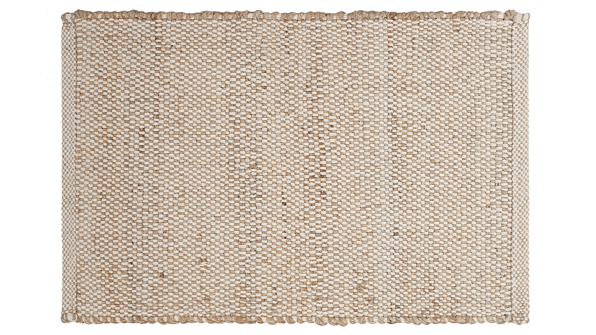Rechteckiger beigefarbener Teppich aus Jute und gewebter Baumwolle L140 x B200 EFFIA
